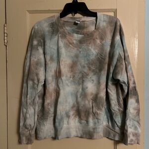 Old Navy Beige and Blue Tie-Dye Top